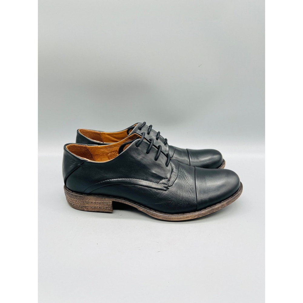 Miz Mooz Shoes Womens 7.5 Black Leather Letty Cap Toe Oxford Lace Up Dress